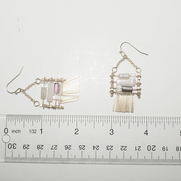 Gold Spoke Rose Quartz Beaded Drop Earrings NWT - Picture 2 of 2